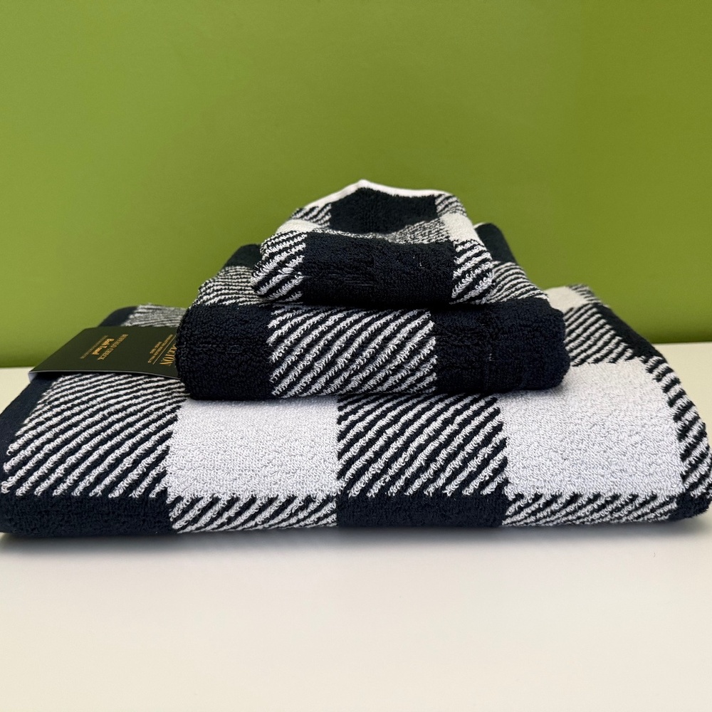 Pendleton 3 Piece Towel Set Blue and White Buffalo Check